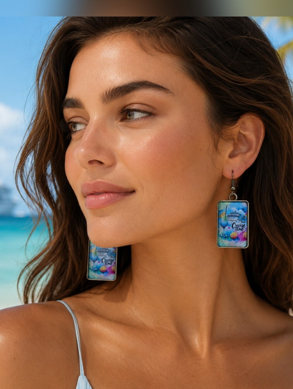 Cruise Time Beachy Dangle Earrings NIP Summer Vacation Cruise Ship - Picture 2 of 4